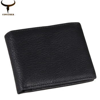 COWATHER 2017 cross genuine cow leather shiort mens wallet for men vintage good male purse carteira masculina