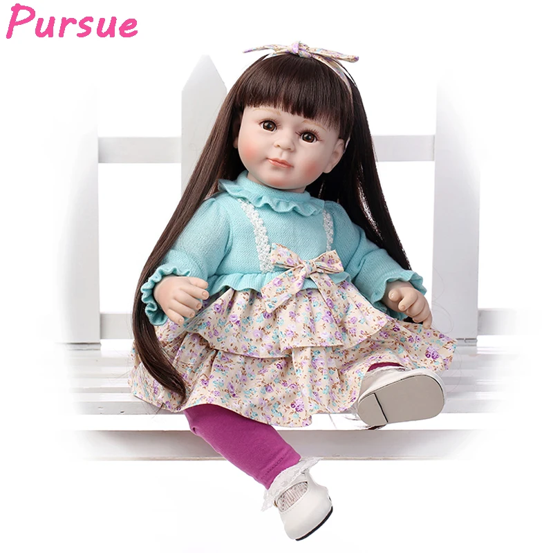 Pursue 20 inch Blue Silicone Reborn Baby Dolls American Girl Princess Doll Toys for Girls Interactive bebes reborns silicona
