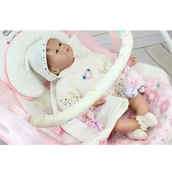 New Design 22 Inch Dressed White Skirt Reborn Baby Doll Girl Soft Silicone Real Life Baby Dolls Kits Toy Birthday Gifts