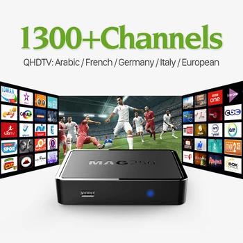 Mag 250 Smart IPTV Subscription Set Top Box with Qhdtv Account 1300+ Channels Arabic French UK Italy Full Live Sport IPTV Europe