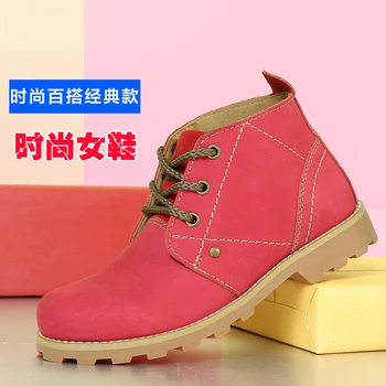 2016 Fashion Full Grain Leather Ladies Ankle Boots Winter Female Lace Up Women Shoes Casual Red Short Martin Shoes Woman 35--39