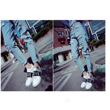 2017 New Fashion Summer Jeans Female Korean Version Of Scratches Do The Old Hole Light