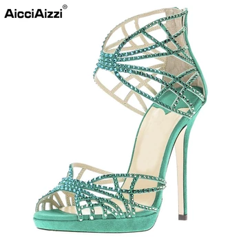 Women Sandals Sexy Zip Open Toe Thin High Heels Sandals Fashion Hollow Out New Customizable Party Shoes Woman Size 35-46 B041