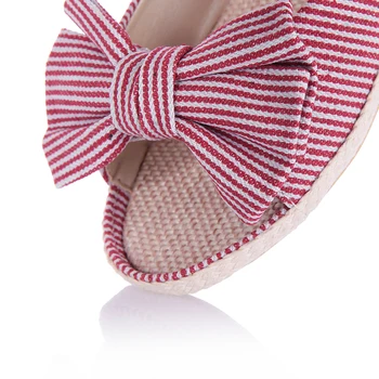 EGONERY Sweet Bowtie Canvas Comfortable Peep Toe Summer Style Womens Shoes Slip On Casual Ladies Flats