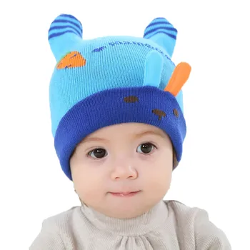 Fashion Children Hats Warm Cotton Knitted Baby Caps Cartoon Rabbit Carrot Hats lovely Boys Girls Caps Beanie Hats #OR