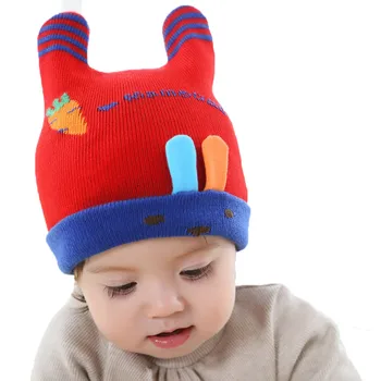 Fashion Children Hats Warm Cotton Knitted Baby Caps Cartoon Rabbit Carrot Hats lovely Boys Girls Caps Beanie Hats #OR