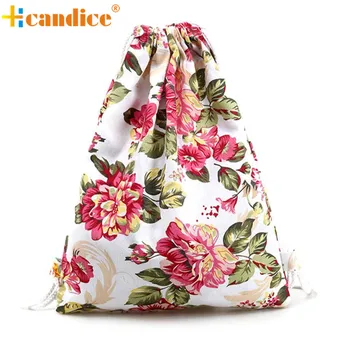 Naivety 2016 New Women Canvas Drawstring Backpack Lady Fashion Floral Bag JUL1 drop shipping