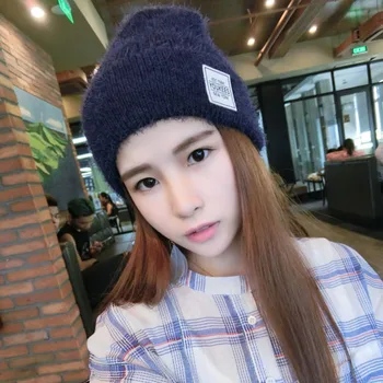 Kesebi 2016 Autumn Winter Women Warm Korean Style Knitted Solid Color Patch Hats Female Casual Simple Skullies Beanies