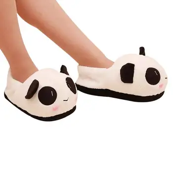 1Pair Women Panda Winter Warm Plush Antiskid Indoor Home Slippers Zapatillas Wholesale