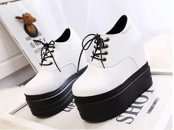 2017 students ultra hign flat platform increased height muffin trifle shoes white black red pink women thick bottom flats