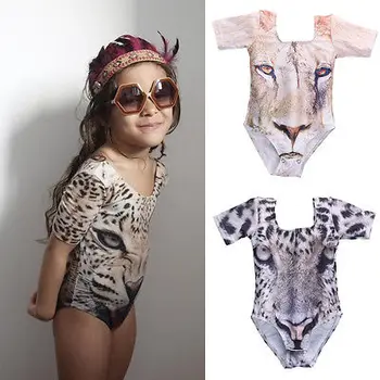 2016 Summer Beach Baby Girls Leopard Print Swimsuit Swimwear Bathing Suit Swimming