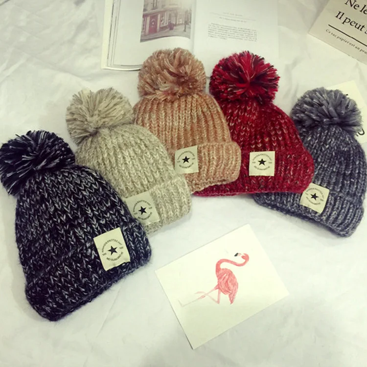 Kesebi Autumn Winter Female Casual Patchwork Skullies Beanies Women Korean Style Simple Thick Solid Color Warm Knitting Hats