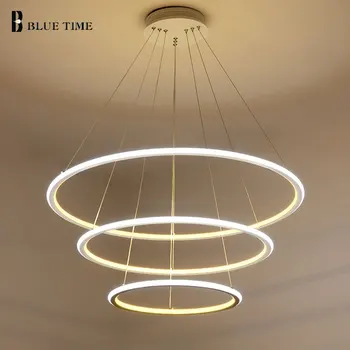 40CM 60CM 80CM Modern pendant lights for living room dining room Circle Rings acrylic aluminum body LED ceiling Lamp fixtures
