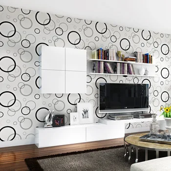 Beibehang minimalist 3d flooring wallpaper for living room circle circle TV backdrop bedroom bedroom non woven wall paper behang