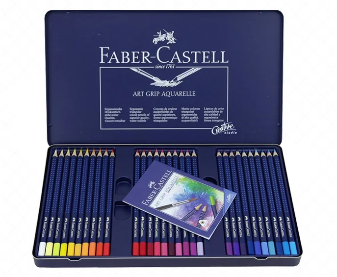 FABER-CASTELL 12/24/36/60 colors Blue Tin lattice water color water-soluble colour pencil