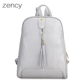 Zency Cowhide Backpack Soft Genuine Leather Women Backpacks Ladies Young Girl's Deigner Bags Real Cow Skin School Bag Mochila
