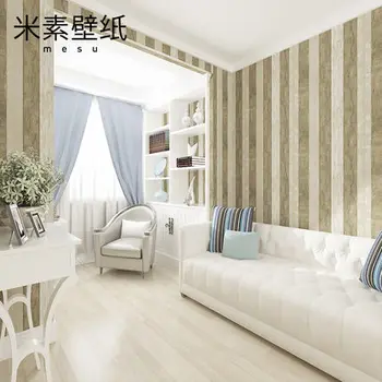 Mediterranean stripe non-woven fabrics wallpaper bedroom living room TV backdrop retro wallpaper 0.53m*10m