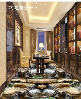 River Stones Stream Falls Bathroom 3D Floor Tiles wear non-slip thickened living room flooring wallpaper mural