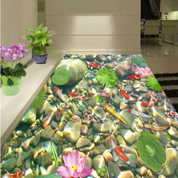 Water Floating Pebble 3D Painting Flooring thickened bedroom living room bathroom study lobby flooring mural