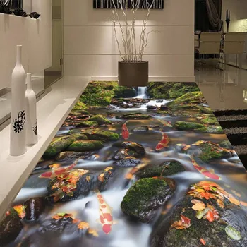 Flowing water make money bathroom bedroom 3D floor non-slip living room shopping mall kitchen flooring mural