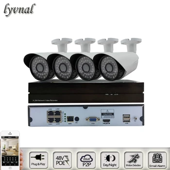 White matel POE IP Camera 720p/1080p SONY 323 Surveillance Camera POE security CCTV system kit 48v nvr system with Plug and play