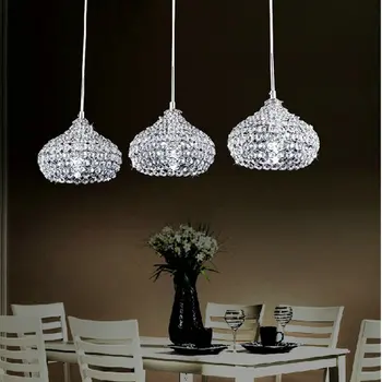 MAMEI Modern Dinner Room Crystal Pendant Lamp 3 Light Kitchen Island Fixtures