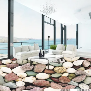 Photo floor custom living room bathroom bedroom stereoscopic wallpaper flooring Pastoral pebble 3D floor