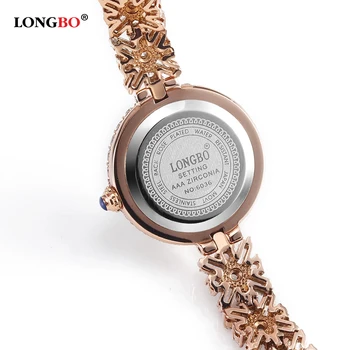 LONGBO Hot Women Rose Gold Bracelet Watches Digital Quartz watches With Crystals Elegant Female Dress Wrist Watches Waterproof