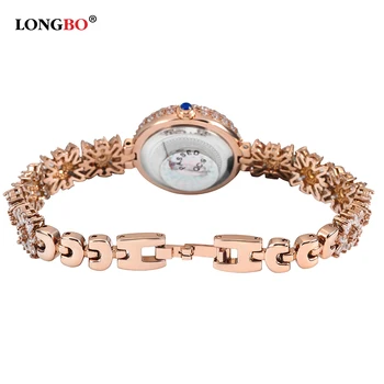 LONGBO Hot Women Rose Gold Bracelet Watches Digital Quartz watches With Crystals Elegant Female Dress Wrist Watches Waterproof