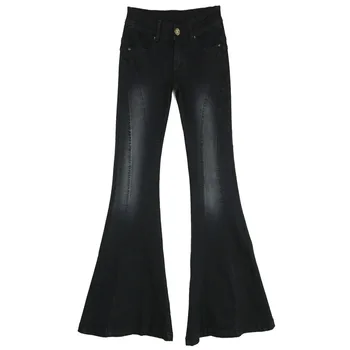 Spring Autumn Slim Fit Mid Waist Flare Jeans Plus Size Stretch Skinny Jean Bell-Bottom Pants Denim Trousers XL