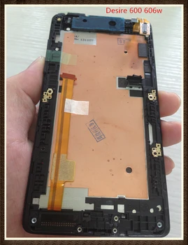 NEW Original Black Full LCD Display& Touch Screen Assembly +frame For HTC Desire 600 606w dual sim