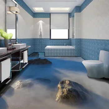 Stone Cloud 3D floor wallpaper bathroom hotel waterproof self-adhesive non-slip floor mural