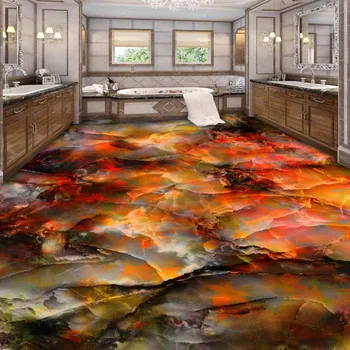 Waterproof background wall waterproof self-adhesive living room flooring mural Maple Leaf Marble 3D floor