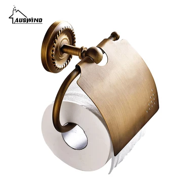 Antique Brush Copper Toilet Paper Holder Brass Bronze Bathroom Hardware Wall Mounted Roll Holder With Cover Tissue Box