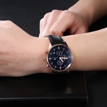 Christopher Bailey Calendar Leather Strap Man's Watch Top Brand Luxury Military Clock Sport Men's Watch