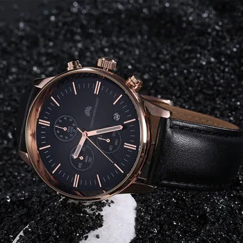 Christopher Bailey Calendar Leather Strap Man's Watch Top Brand Luxury Military Clock Sport Men's Watch
