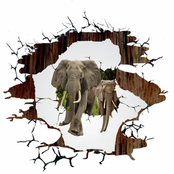 3D African elephant outdoor cartoon floor home decoration self-adhesive mural baby room bedroom mural wallpaper