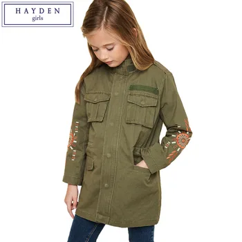 HAYDEN Girls Jacket and Coats for Spring Teenage Girl Outfits Embroidery Coat 2017 Kids Cargo Jackets Age 7 8 9 10 11 12 13 14
