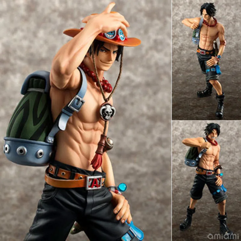 23cm Japanese Anime One Piece Action Figures One Piece Portgas D Ace Garage Kits Ten Year Special Edition Model