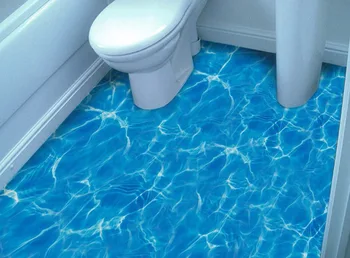 3D sea water surface corrugated floor painting bathroom kitchen restaurant hallway non-slip floor wallpaper mural
