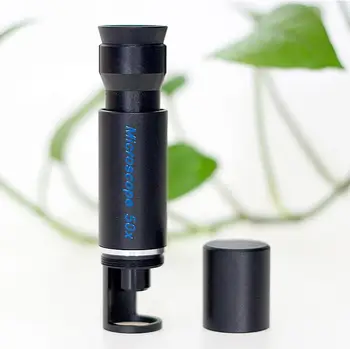 New Pocket Magnifier 50X Blue Coated Large Lens Handheld Microscope for Jewelry Identification