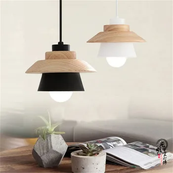 Modern Nordic Lamp Wood Aluminum Pendant Lights,Creative Living room Bedroom Restaurant Pendant Lamps Bar Deco Hanging lamps