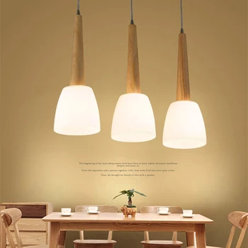 Nordic Modern Wood Glass Pendant Lights Simple Art Coffee Restaurant Hanging Lamp Living bedroom Pendant Lamp for Home Lighting