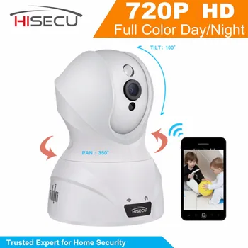 Hisecu Indoor Home Security IP Camera 720P Wifi Wireless Baby Monitor Built-in SD Card Slot,Two-Way Audio,Night Version