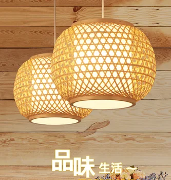 Chinese rustic handwoven bamboo Pendant Lights Southeast Asia style brief round E27 LED lamp for porch&parlor&stairs LHDD004