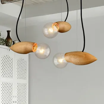 Modern Mango shape Creative wooden Led Pendant Lights,Wooden Light Holder Edison Pendant lamp for cafe bar Deco Hanging Lamps