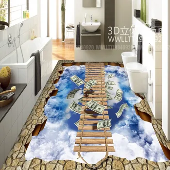 Single-plank Cloud 3D flooring painting wallpaper kitchen home restaurant tea house floor mural