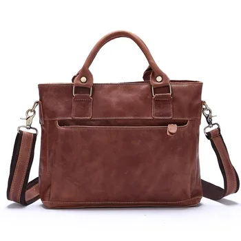 Guarantee REAL Genuine leather men bags Vintage shoulder messenger bags Handsome business briefcase OK for A4