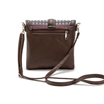 New Lady Brown Leisure Retro Vintage Tassel Small Package Bag Zipper Hasp Shoulder Geometric Flap Women Messenger Female Handbag