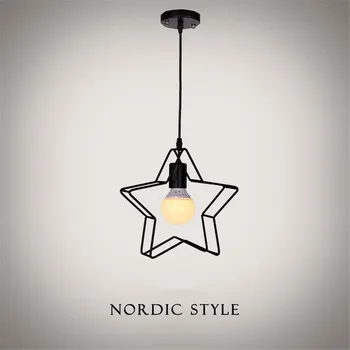 Nordic Retro Iron Led pendant Light,Creative Star Pendant Lamp for Bar Coffee bedroom Hanging Lamp Stair light for Home Lighting